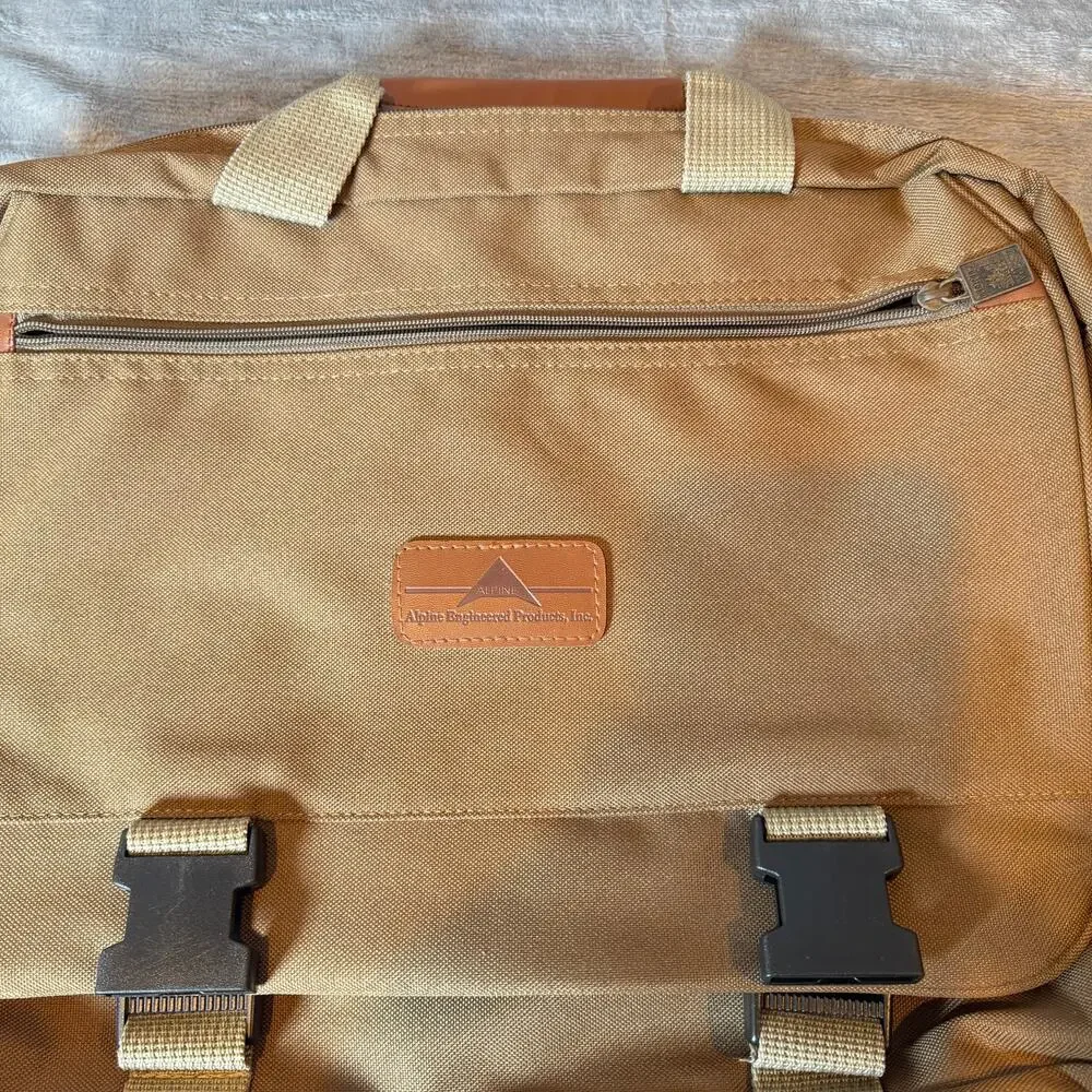 Alpine Canvas Messenger Laptop Work Travel Briefcase Bag Tan Bag